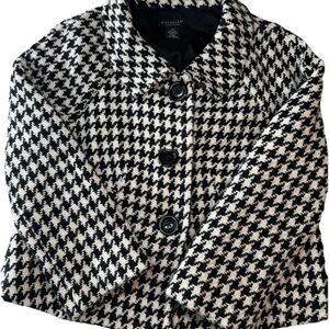 Rafaella Petites 8P Black White Houndstooth Wool Blend Jacket